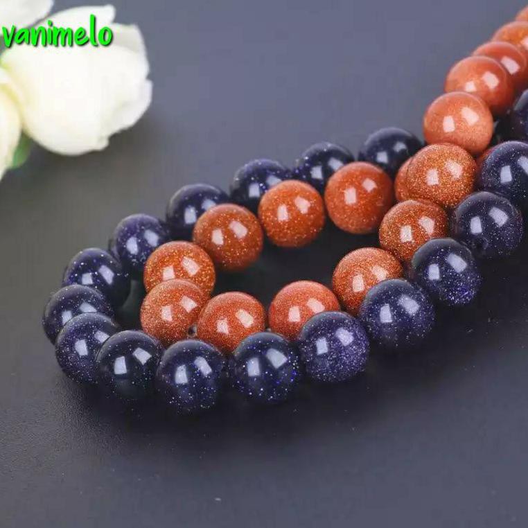 Terbagus Batu Alam Pasir Emas 6mm 8mm 10mm Bahan Untuk Membuat Gelang DIY 0O