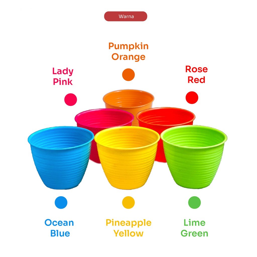 POT BUNGA TAWON 15 - 30CM WARNA WARNI - ORIGINAL TANAKA PLASTIC - Tanaman Pirus Guci Madu