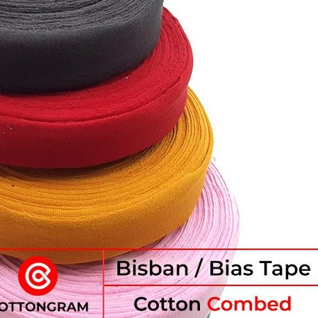 ☋ Bisban Kain Bahan Kaos Katun Bias Tape Meteran Aksesoris Kaos Warna Tua dan Spesial ♂