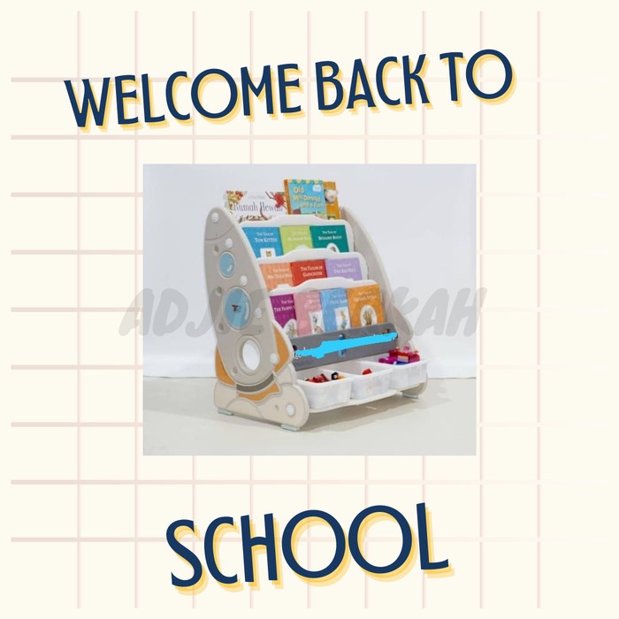 [RESTOCK] Rak Buku Roket/Anak/Susun/Tingkat/SerbaGuna/Portable 5 +(3 laci) - Biru Muda
