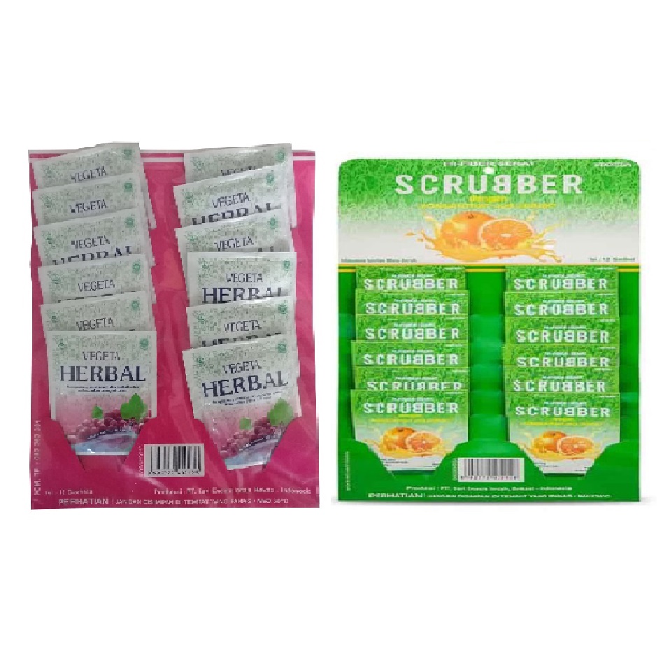 VEGETA HERBAL DAN VEGETA SCRUBBER JERUK HANGER RENTENG ISI 12 SACHET