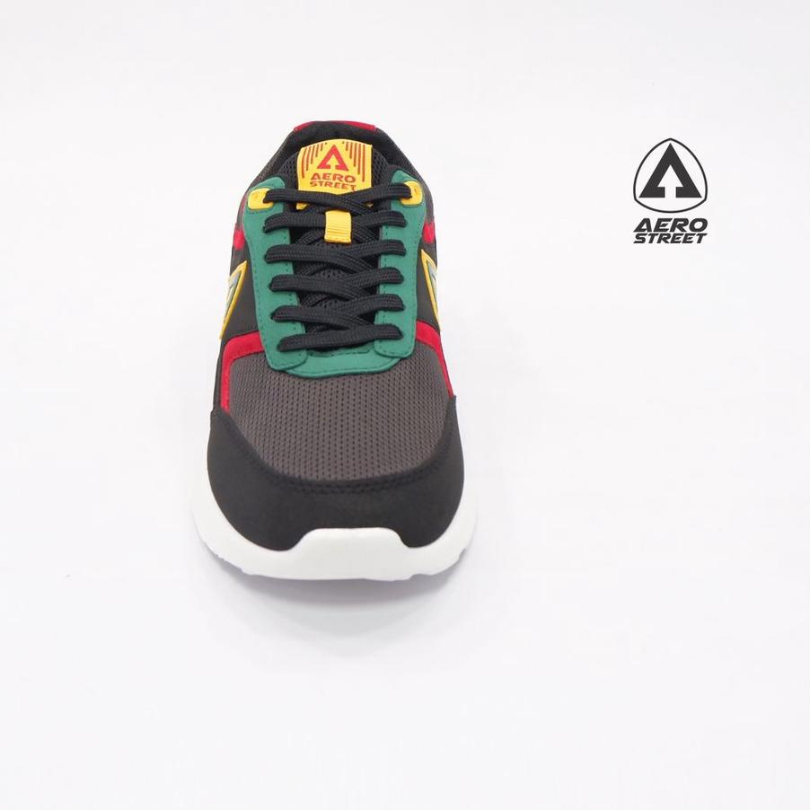 Diskon (vir-655) Aerostreet 36-45 Osaka Hitam Merah - Sepatu Sneakers Casual Sport Pria Wanita Aer