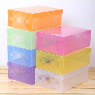 Transparant shoes box kotak sepatu transparan warna-warni handle ada