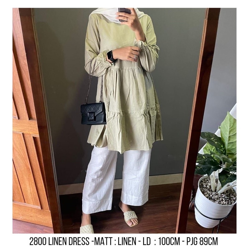 DRESS LINEN ADEM MUSLIMAH BENTUK BALON