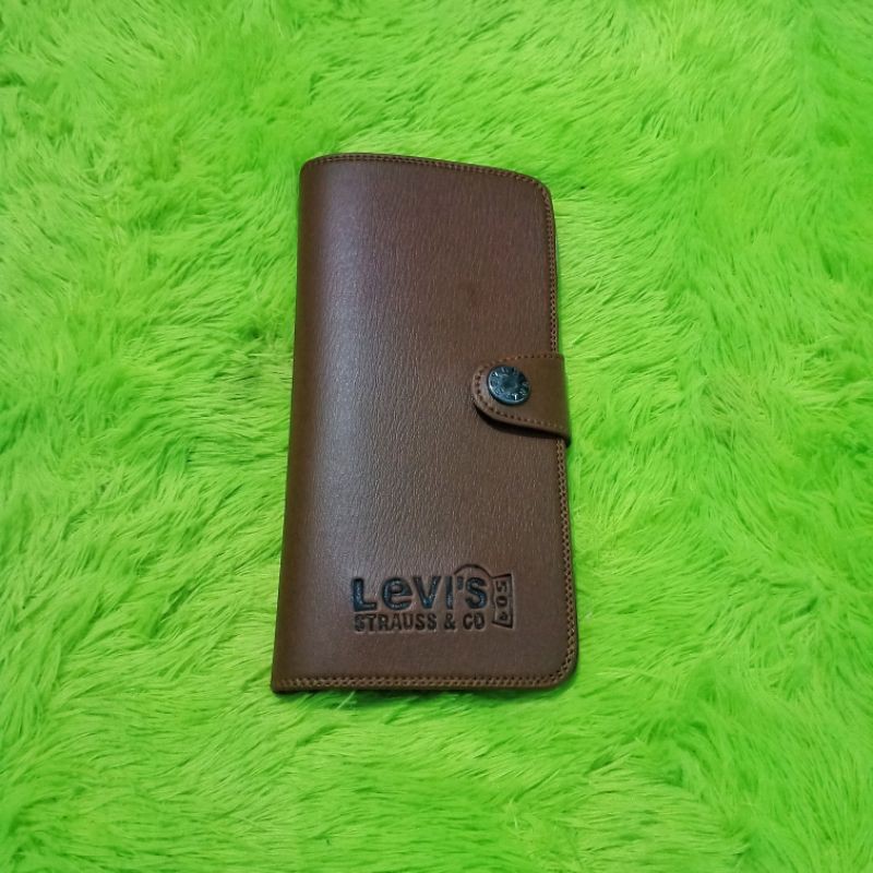 DOMPET PRIA LEVI'S MURAH KANCING COKLAT TUA BISA COD BAYAR DITEMPAT