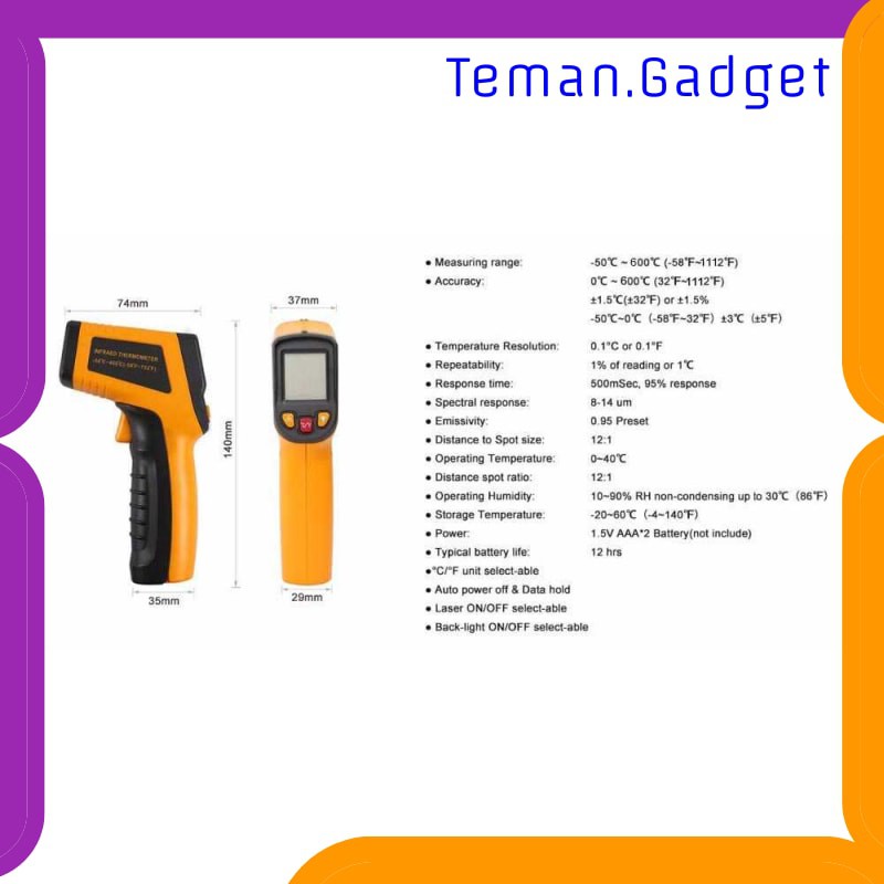 TG-DE313 Thermometer Infrared Digital Non Contact - 600C