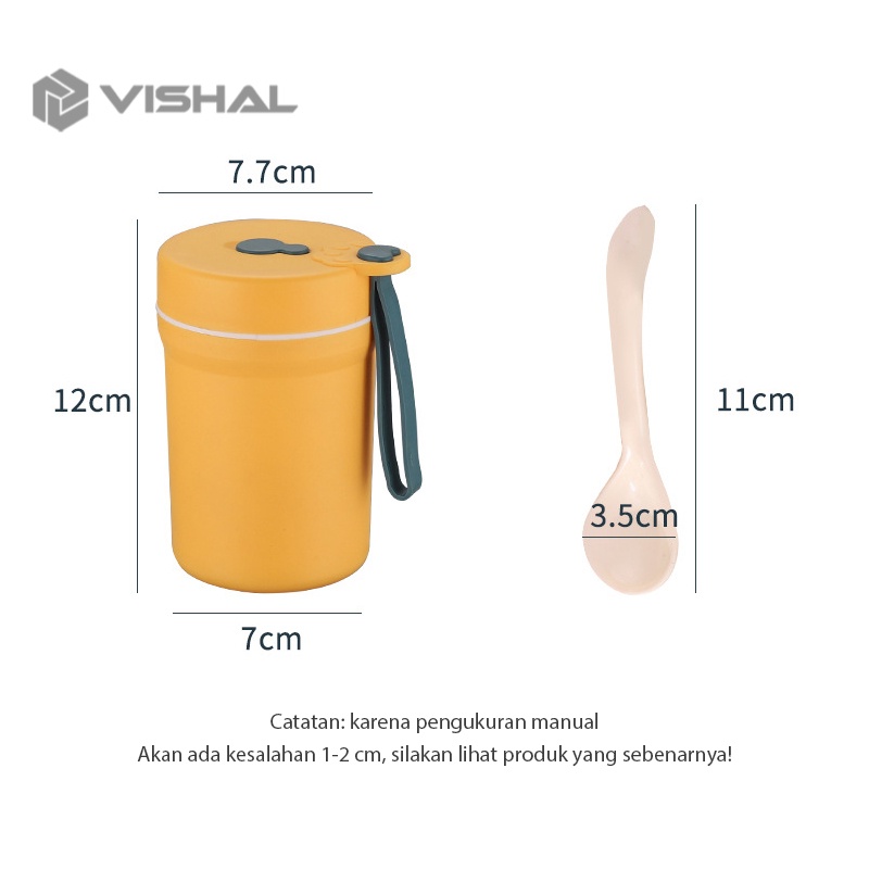 VISHAL 330ml Cangkir sup Mangkok sup Anti Tumpah Portable sop cup Free Sendok VS-44