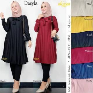 Tunik Plisket Wanita Bahan IMPORT ( Tali Leher )