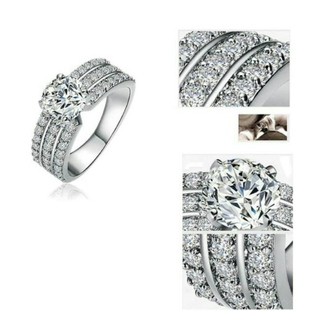 Cincin silver 925 dengan berlian buatan CI285