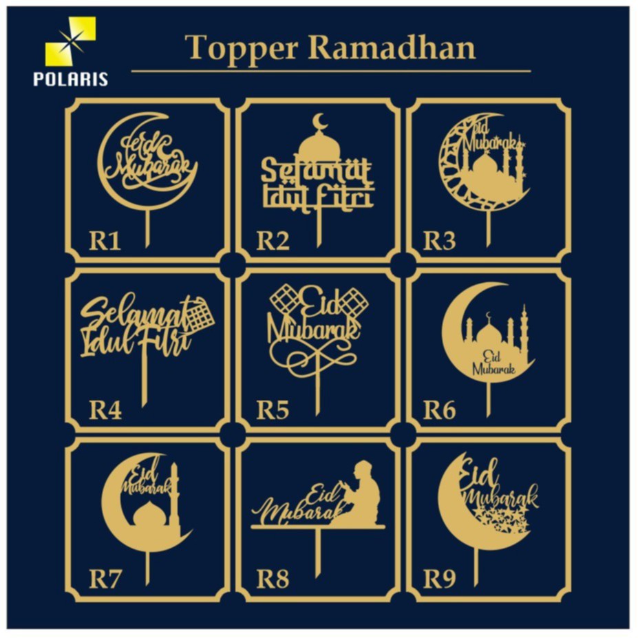 CAKE TOPPER/TOPPER KUE RAMADHAN TOPPER CAKE LEBARAN TOPPER EID MUBARAK AKRILIK RAMADAN