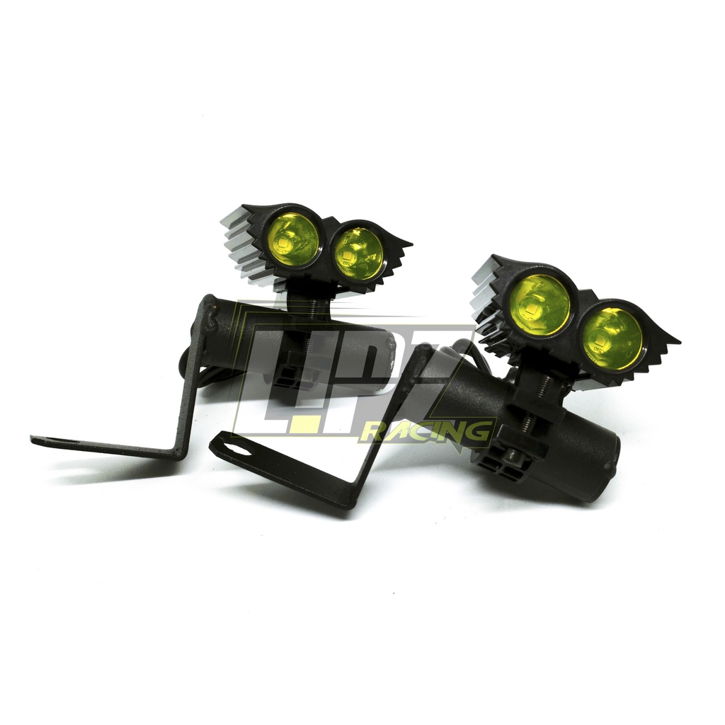 PAKET 1PASANG ( 2PC ) LAMPU TEMBAK OWL 3 MATA 6WATT  / 2 MATA 4WATT + BREKET JEPIT SPION LAMPU BODY PLASTIK