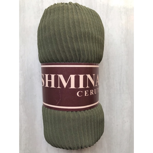 Hijab Pasmina plisket premium / Pasmina Plisket lidi / Pasmina pleated shawl / Pashmina plisket Tanpa Garis Tengah-Avocado (75x175cm)