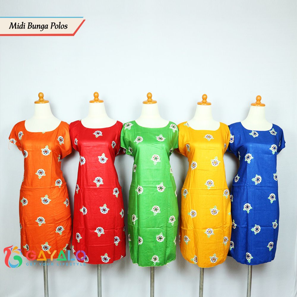 DISKON Daster Midi Bunga Polos - Daster Pendek - Baju Tidur - Grosir Daster Murah - Daster Santung