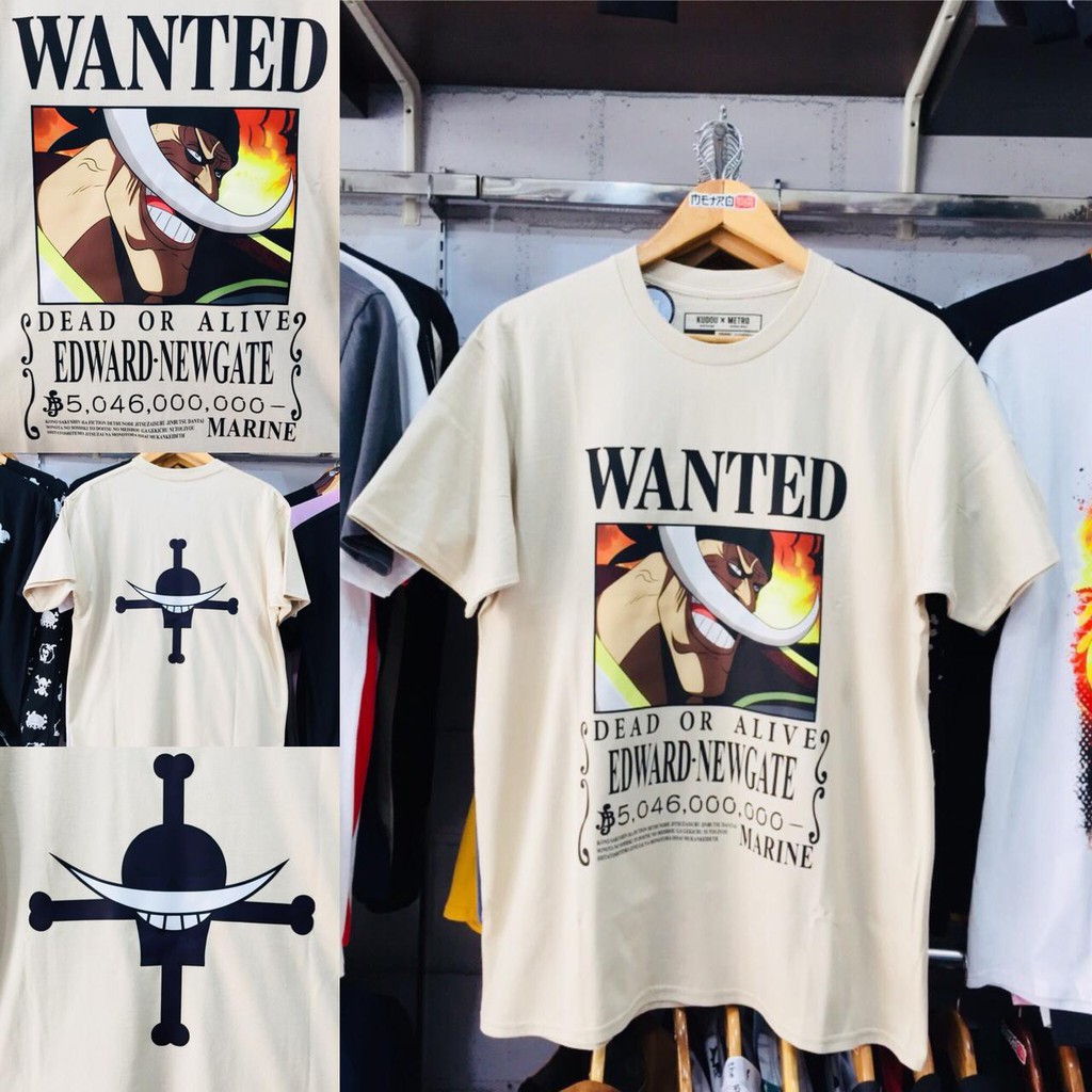 Tshirt Edward Negate Wanted Shirohige Cream Anime Manga One Piece