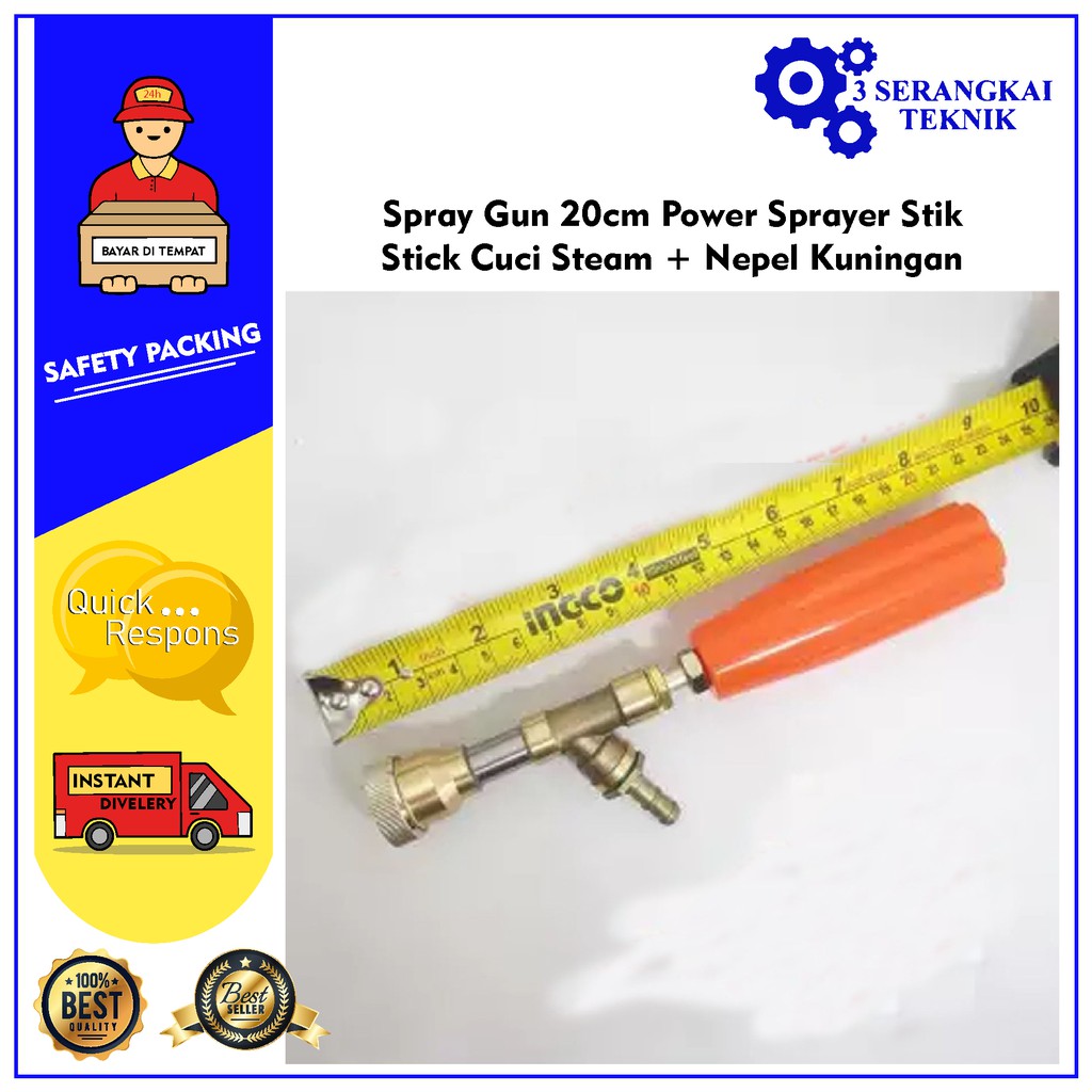 Spray Gun 20cm Power Sprayer Stik Stick Cuci Steam + Nepel Kuningan