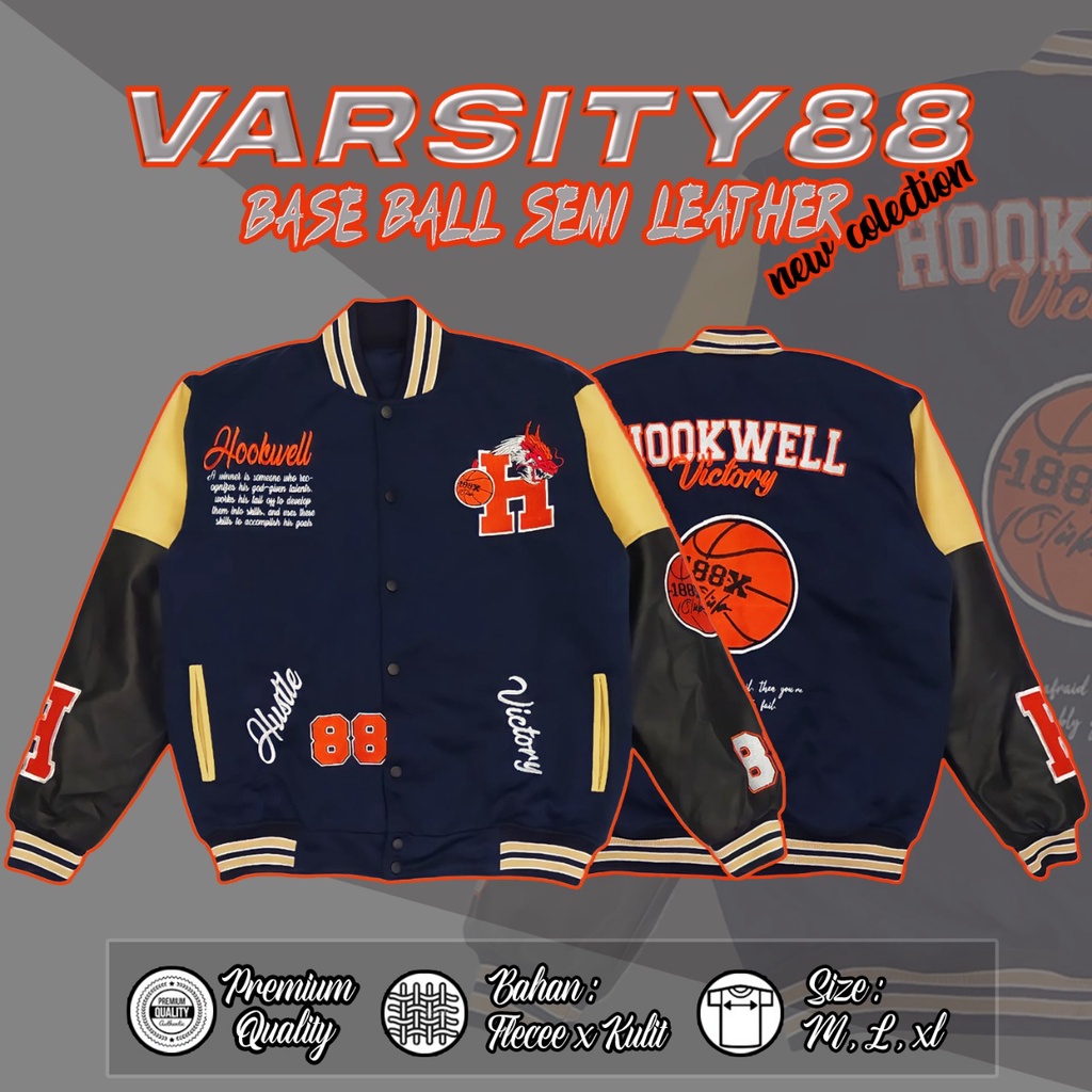 VASRITY SEMI KULIT VARSITY HOOKWEELL VARSITY JAKET