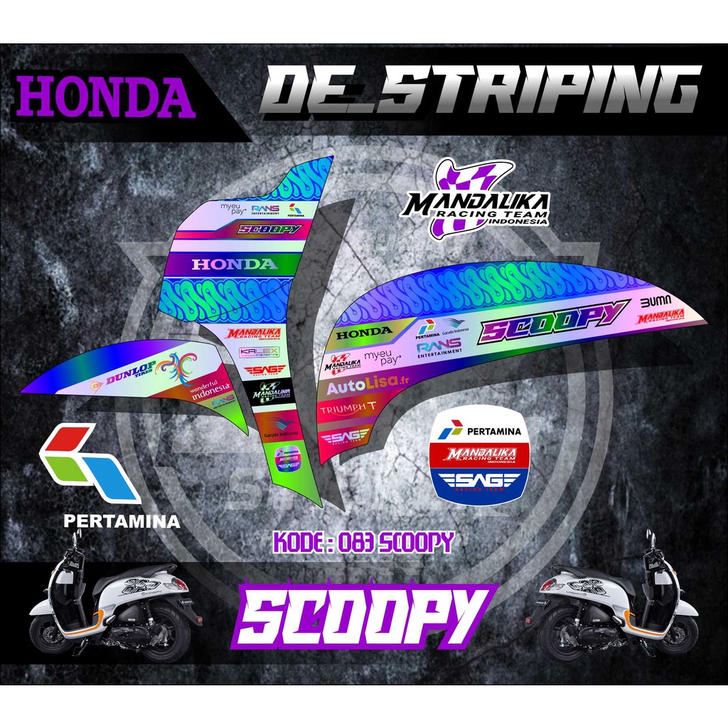 striping stiker scoopy HOLOGRAM mandalika striping motor scoopi scoopy HOLOGRAM