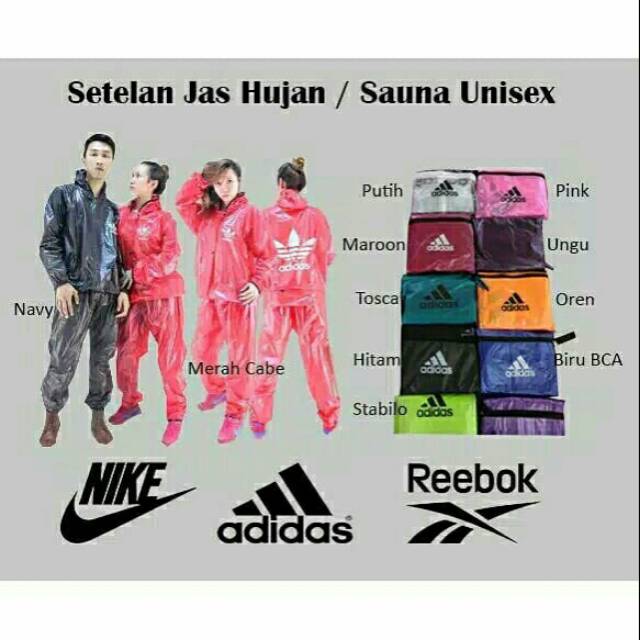 JAS HUJAN SETELAN JAKET+CELANA REEBOK /  STELAN JAS HUJAN / JAS HUJAN ADIDAS / JAS HUJAN REEBOK