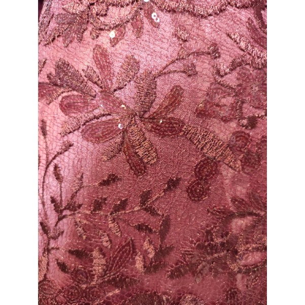 Kain Tile Brokat Motif Bunga Gentong Payet D#4 No 1 Dusty Pink