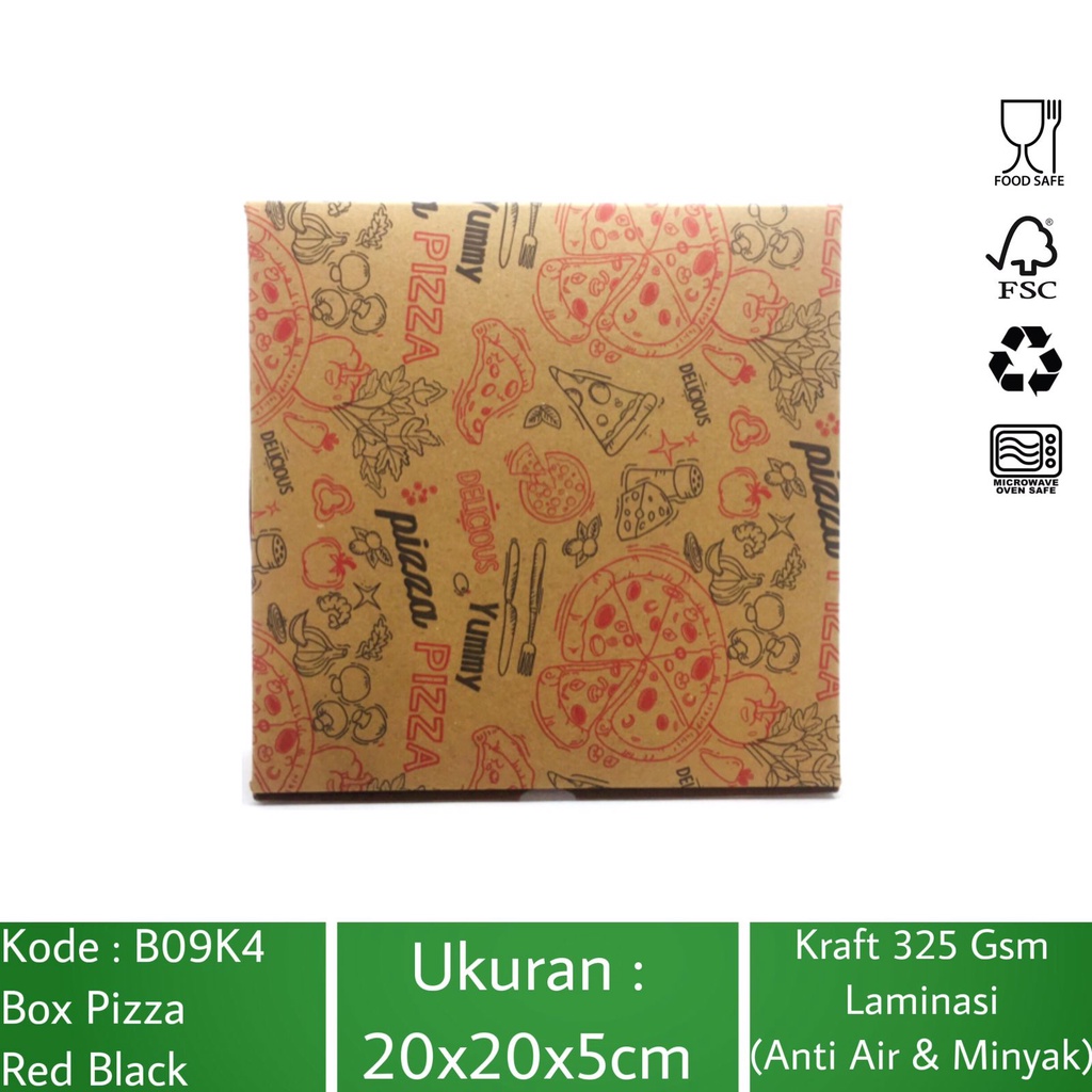 Dus Pizza 20X20 Bahan 325 Gsm Laminasi (B9K4Z1-20X20X5 Cm)