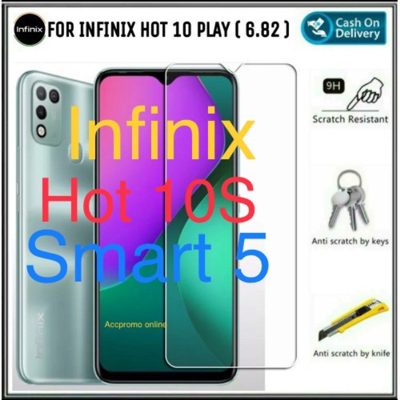TG tempered glass anti gores kaca bening INFINIX hot 10s/smart 5