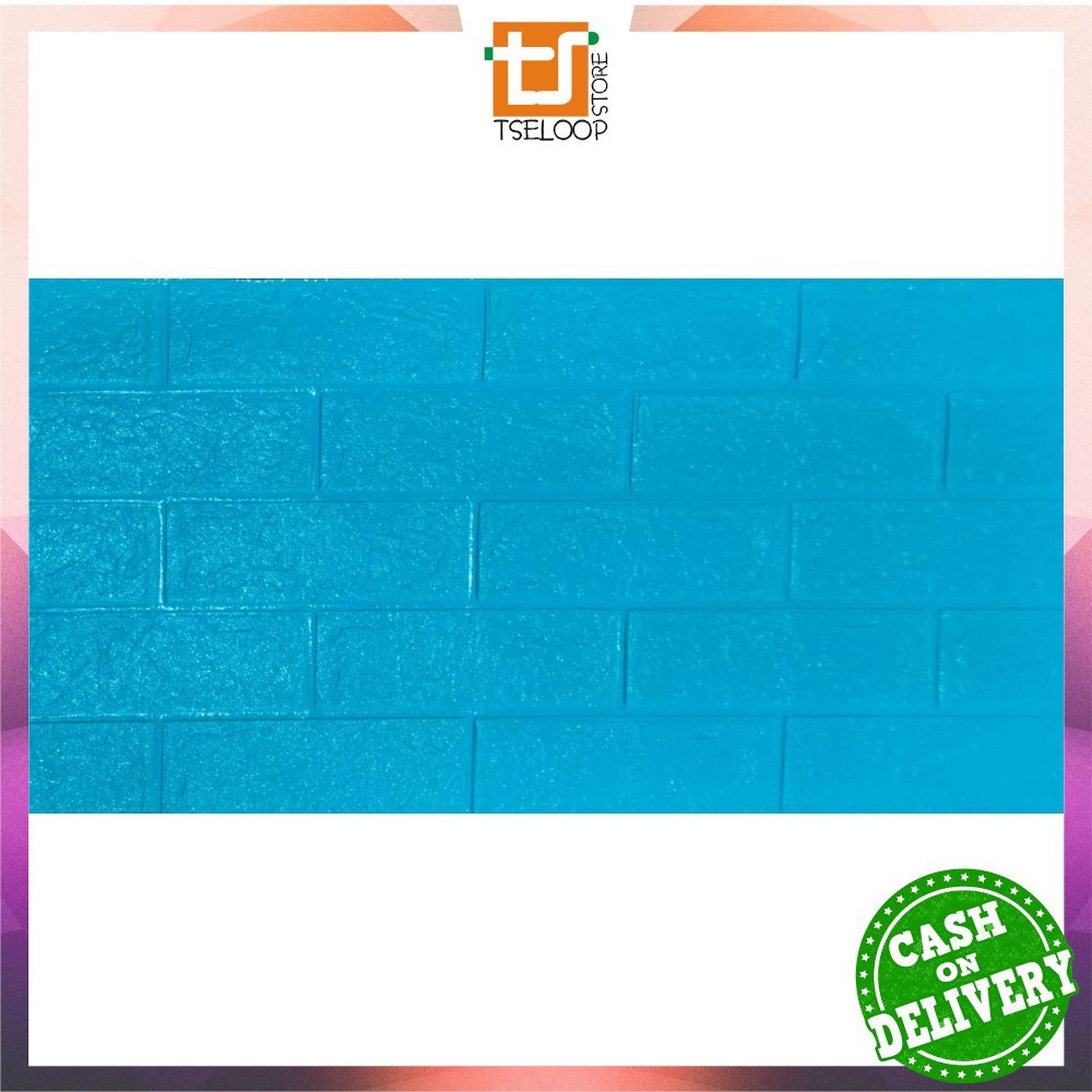 OFM-C206 Wallpaper Dinding Foam 3D Kecil Motif Batu Bata / Walpaper Stiker Dinding Dekorasi Kamar-Batu Bata TOSCA