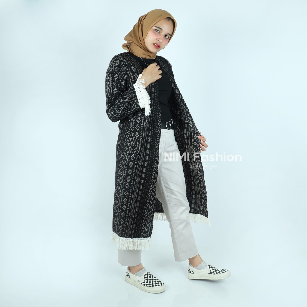 NIMI FASHION CARDIGAN WANITA PANJANG / OUTERS WANITA / CARDIGAN MURAH / CARDIGAN RUMBAI BEST SELLER