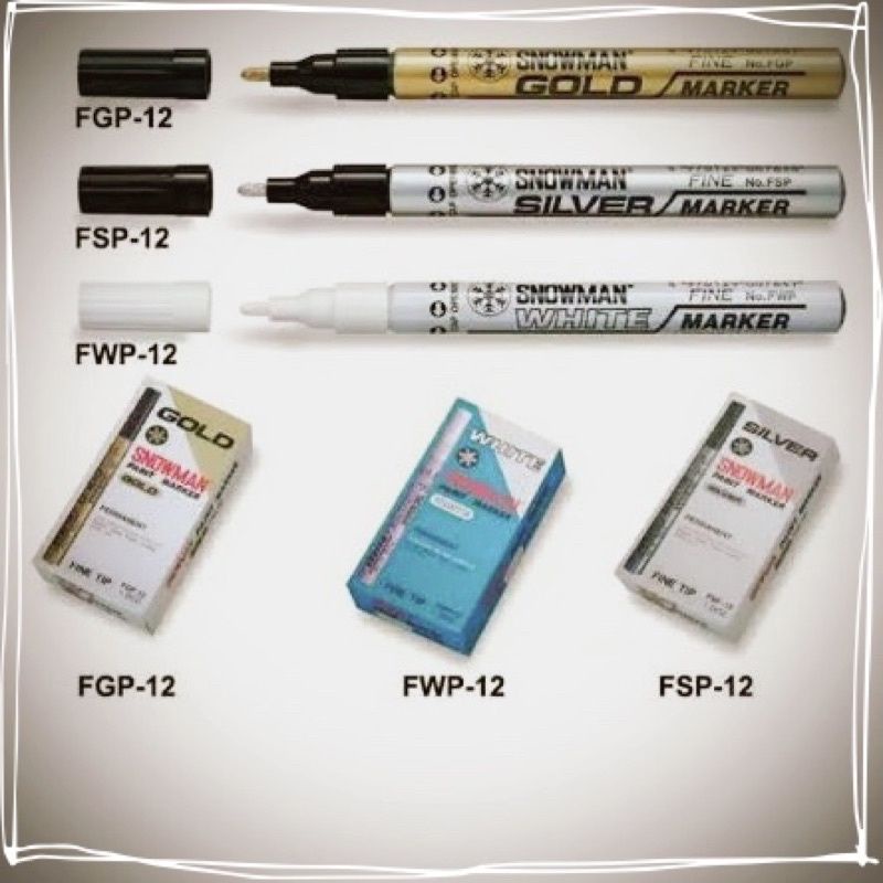 

SNOWMAN Medium Paint Marker FGP-FSP-FWP Spidol Permanen Ukuran Sedang Warna Putih-Silver-Gold