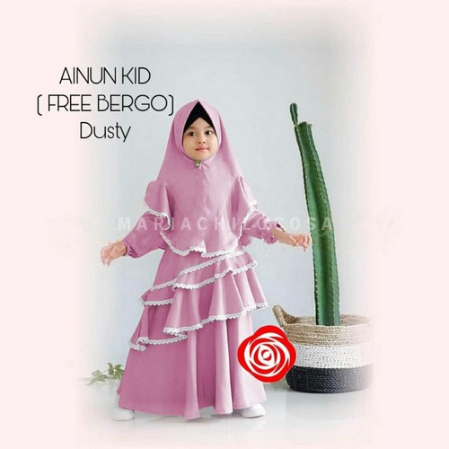 (Promo) Fh06 / Kirana Syari Kids Free Khimar / Moscrepe / Brukat  KZ978 Gamis Anak Syari Bergo Ain