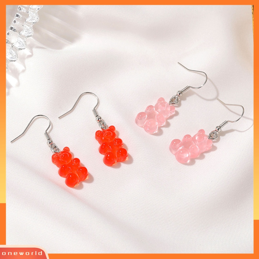 1 Pasang Anting Stud Desain Teddy Bear Bahan Resin Untuk Dekorasi