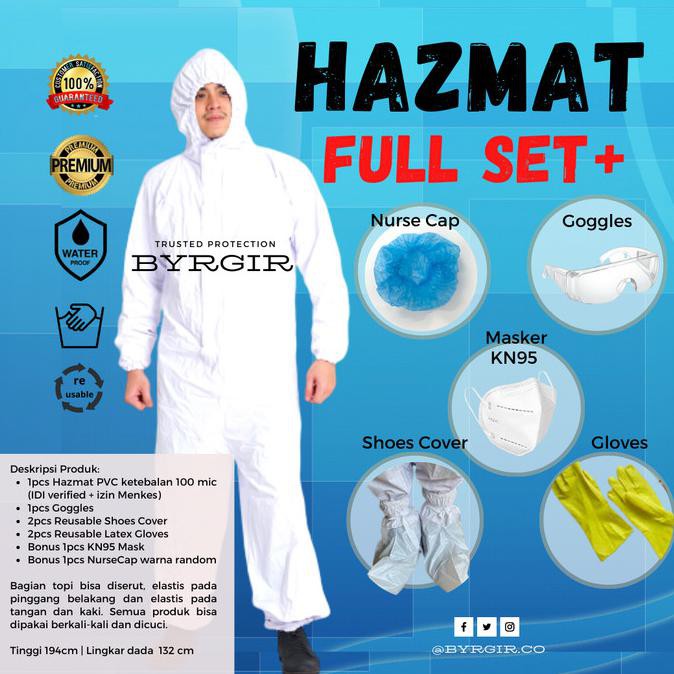 BYRGIR Hazmat Level 3 Lengkap Full Set Baju APD Coverall Bisa Dicuci
