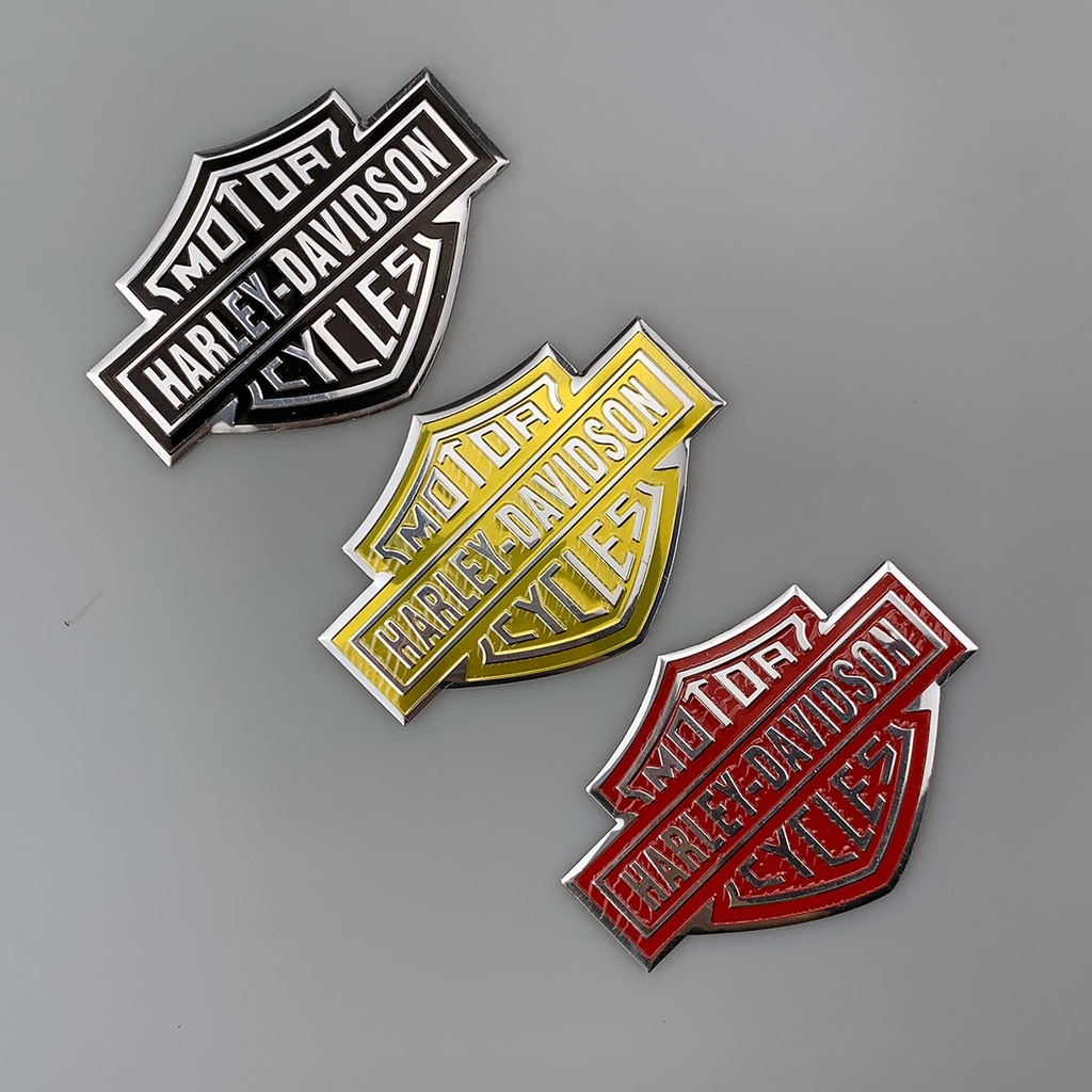 1pc Stiker emblem LOGO Harley Davidson 3D Bahan Aluminum Untuk Knalpot Motor Dyna Street Bob Rider XL 883