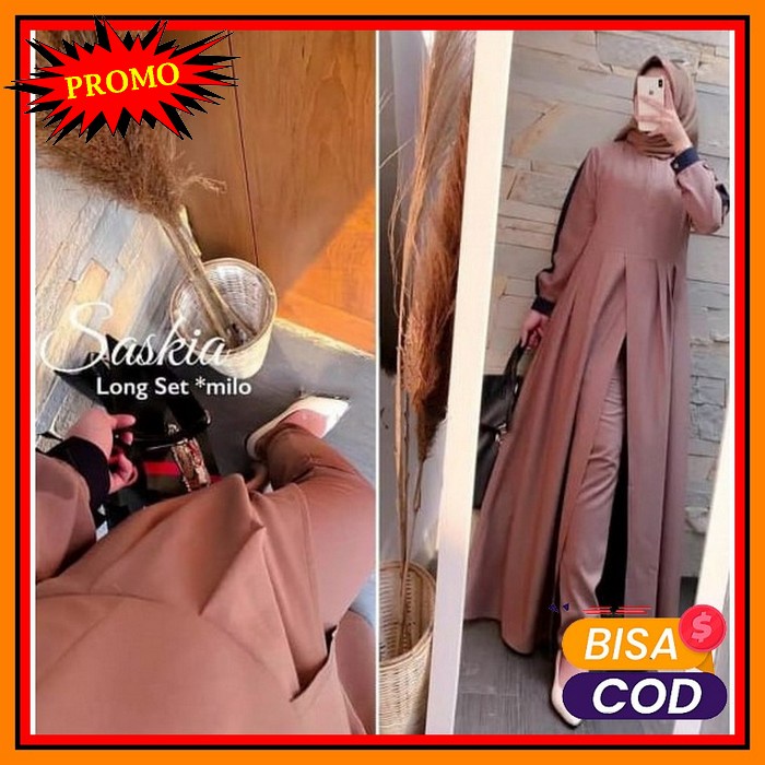 Baju Setelan Terbaru 2020 2021 Model Baju Pesta Wanita Kekinian B TN194 [New Saskia Long Set Stelan