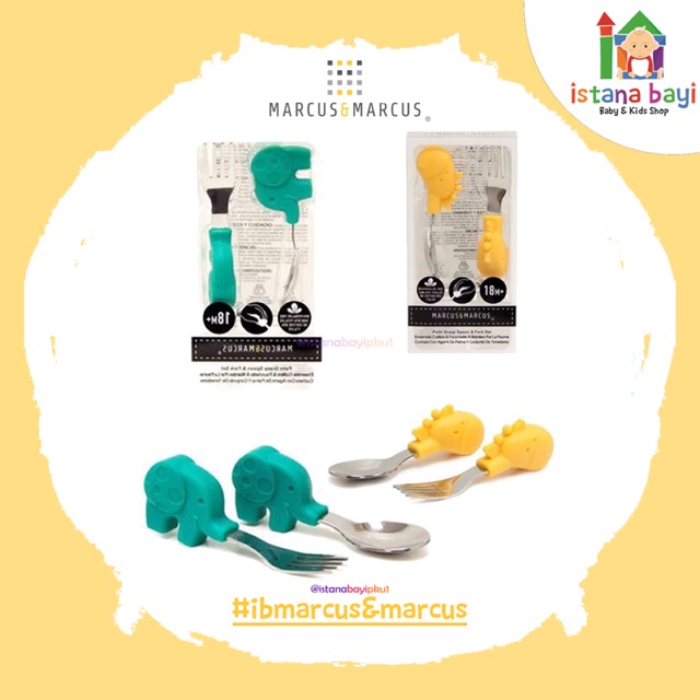 MARCUS &amp; MARCUS PALM GRASP SPOON &amp; FORK SET - SENDOK GARPU STAINLESS BAYI 18m+