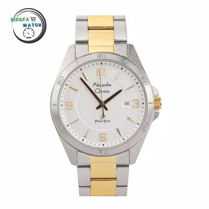 JAM TANGAN COWOK ALEXANDRECHRISTIE AC ORIGINAL SERI 1016MD SILVER PUTIH