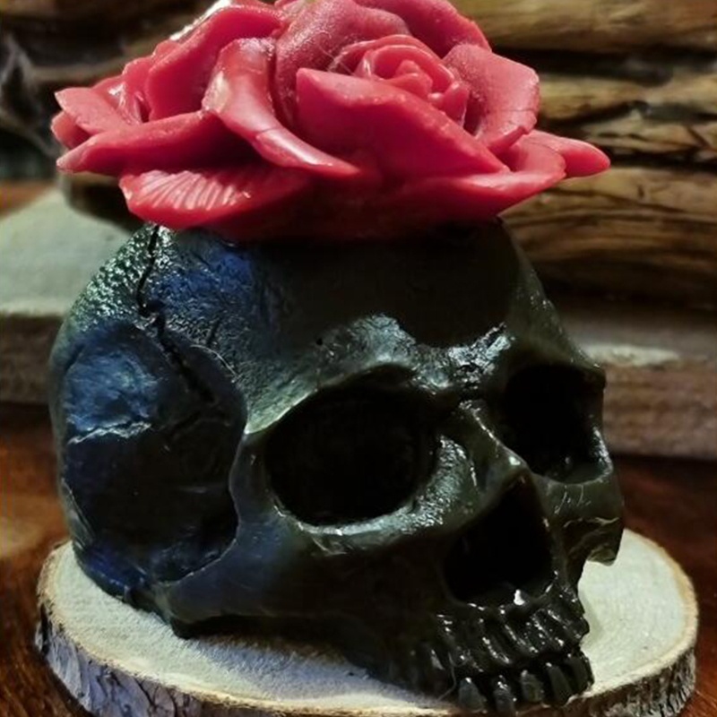 SIY  3D Rose Flower Skull Epoxy Resin Mold Home Decorations Ornaments Casting Silicone Mould DIY Crafts Plaster Candle Making Tools