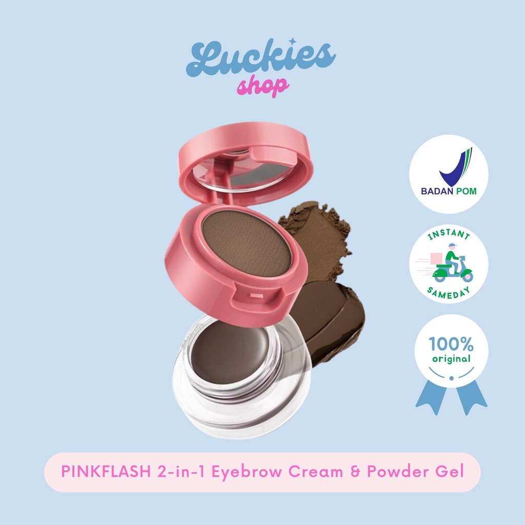 PINKFLASH 2-in-1 Eyebrow Cream &amp; Powder Gel pomade Eyeliner Waterproof smudge-proof high pigment lasting Multi-uses PFE22 Krim Alis Eye brow