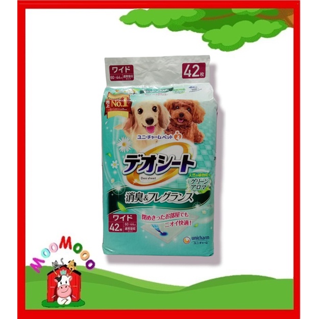 Unicharm Pet Deo Sheet Anjing Wide Size Green Aroma 42 Pcs Underpad
