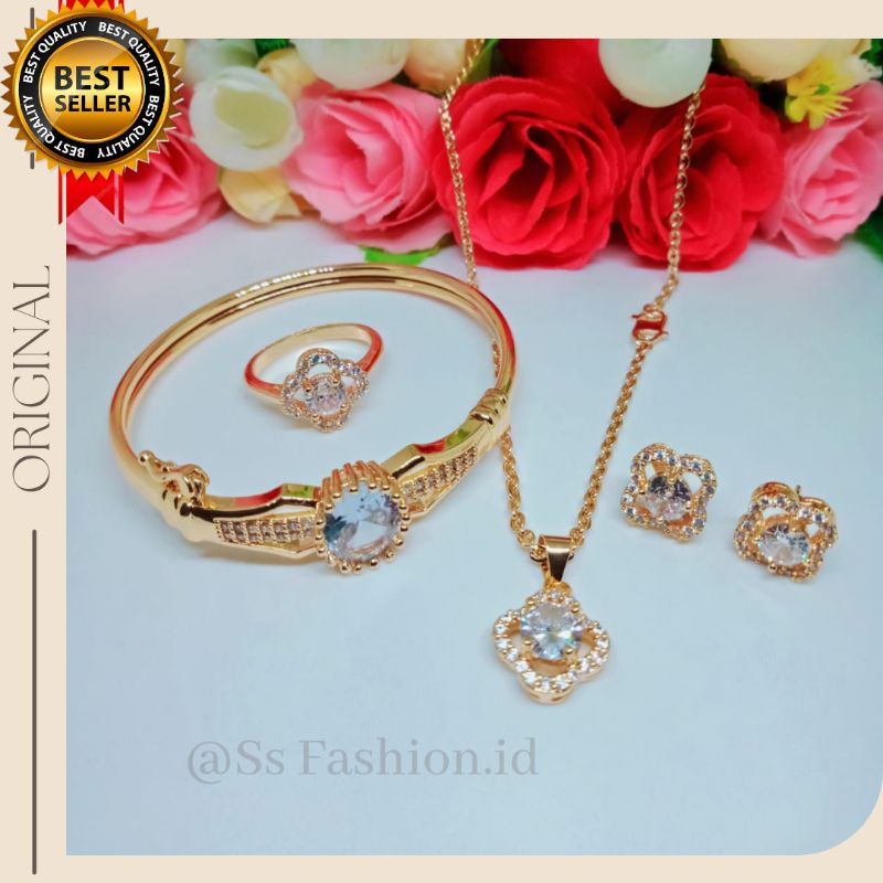 set perhiasan Bangkok batu permata Gold Xuping anti luntur