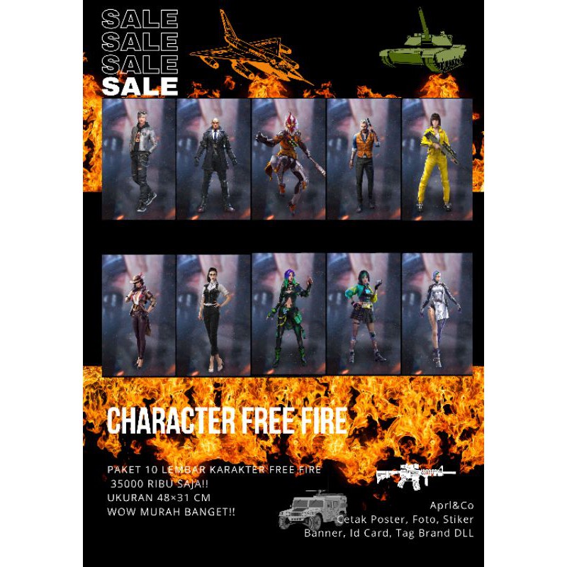 Poster A3+ Karakter Garena FF Paket Lengkap & Satuan