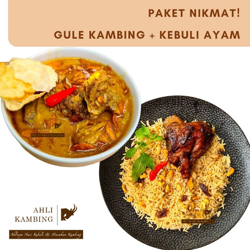 

PAKET NIKMAT BER 2: Nasi Gule Kambing + Kebuli Ayam Bakar by Ahli Kambing