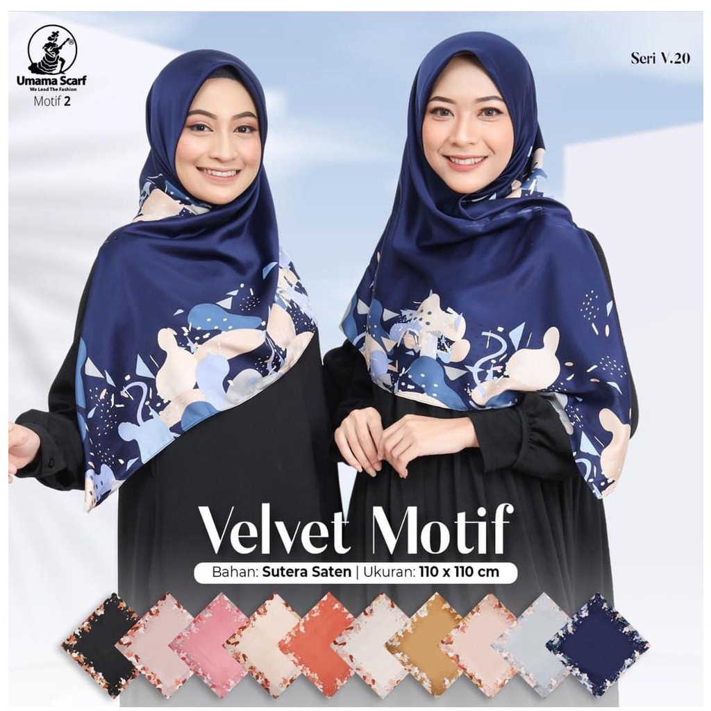 Segiempat Motif Hijab SILK OLIVIA MOTIF UMAMA 110x110 Butter Silk Velvet Motif-V.20 Motif 2