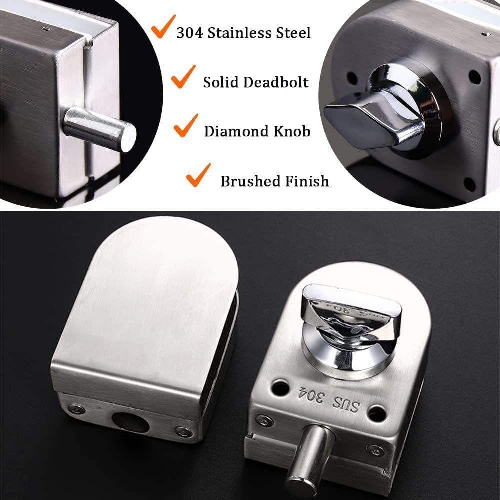 Kunci Pintu Kaca TOP Toilet Shop Keyless Anti Maling Single Bolt