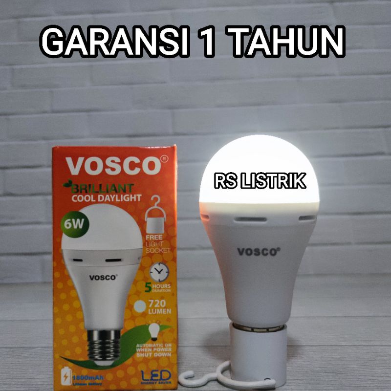 VOSCO LAMPU LED BULB 6W MAGIC GENIUS EMERGENCY AC DC 6 WATT BERGARANSI 1 TAHUN