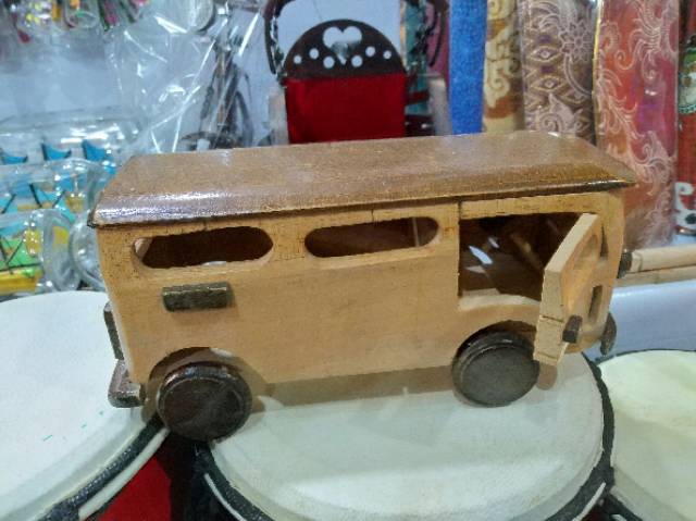 MINIATUR KAYU VW BUS TAYO UKURAN SESANG 15 x 6 x 7 cm - MAINAN EDUKATIF PAJANGAN DEKORASI RUMAH