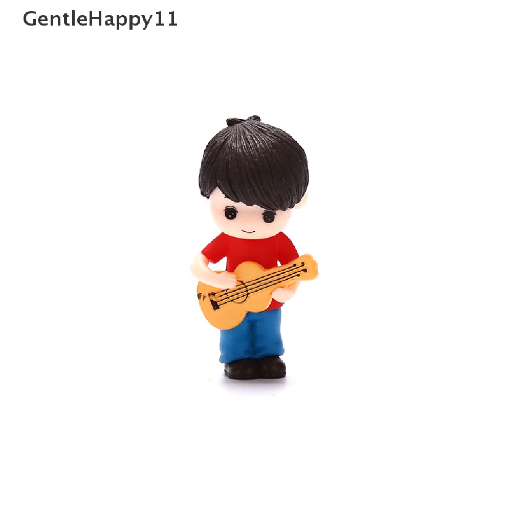 Gentlehappy Patung Pasangan Lucu Set Taman Dekorasi Rumah Miniatur Craft Gitar Ornamen