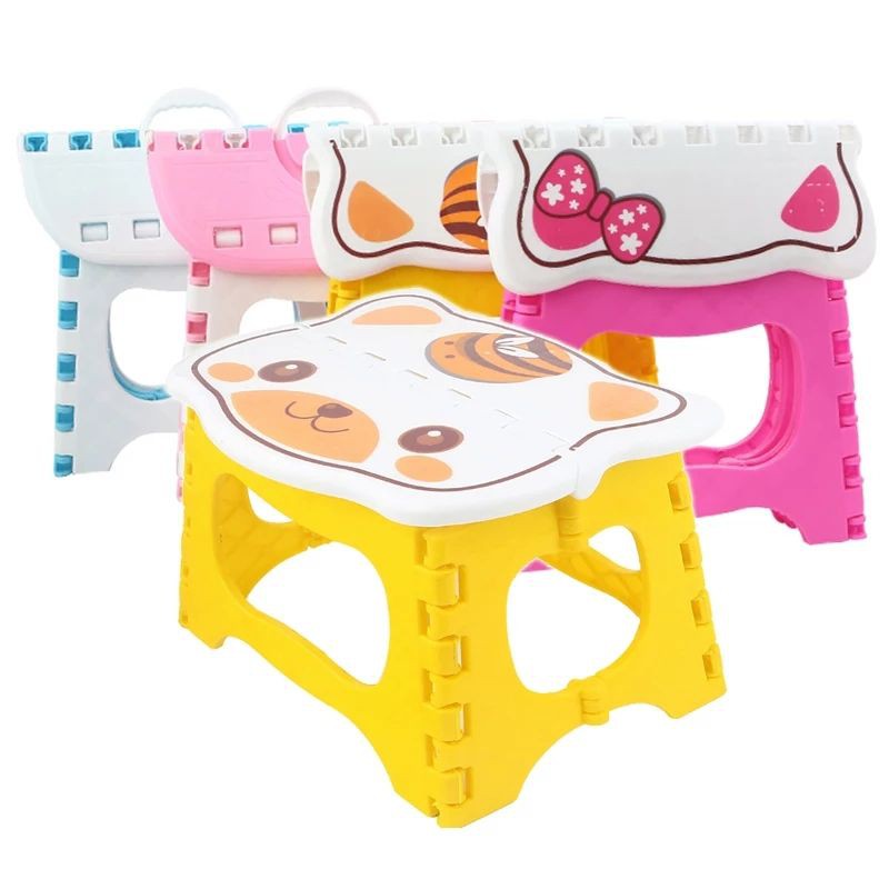 Kursi Lipat Kartun Plastik Bangku Kecil Portable Menangani Bangku Kecil Lipat Bangku Kecil