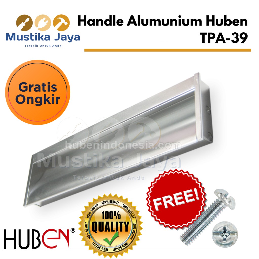 Handle Tarikan Lemari Laci Stainless Alumunium Huben TPA 39 Murah Kuat