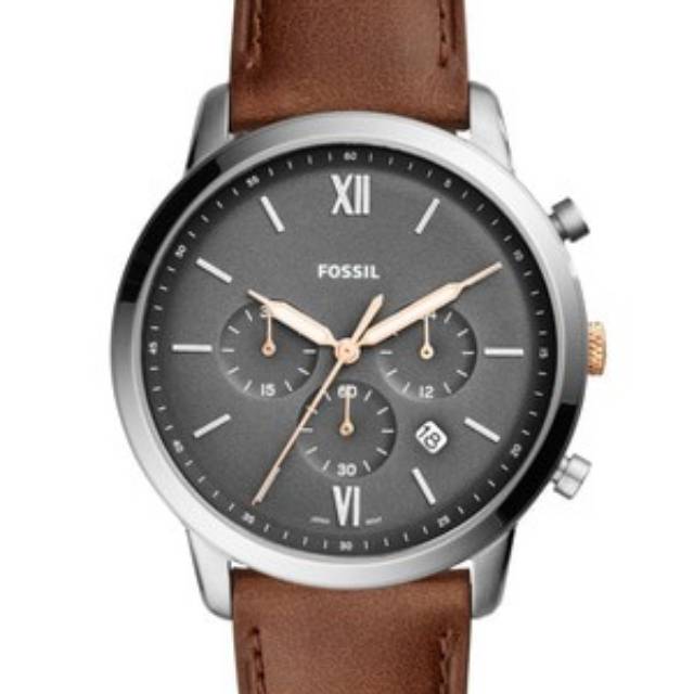 JAM TANGAN PRIA FOSSIL FS5408 SILVER BLACK LEATHER ORIGINAL