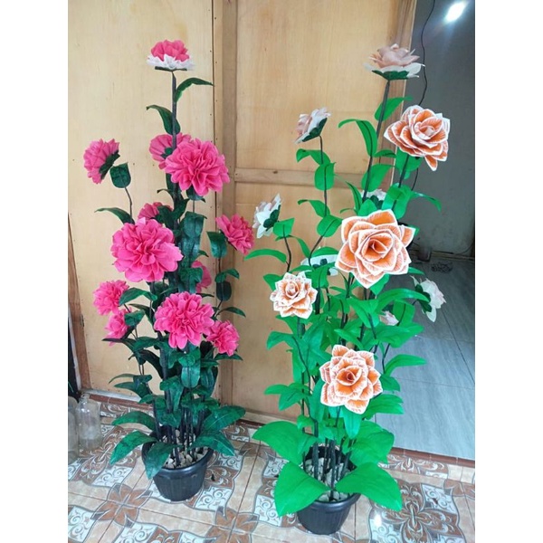 Bunga Hias dari kresek / Kreasi Bunga Hias / Prakarya Bunga Hias/ Bunga Tinggi 150cm / Bunga Tinggi 